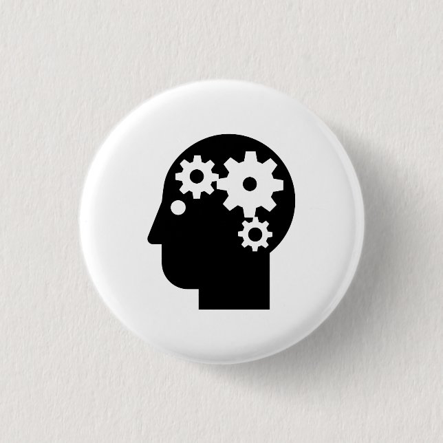 Bóton Redondo 2.54cm "Botão do pictograma da saúde mental" (Frente)