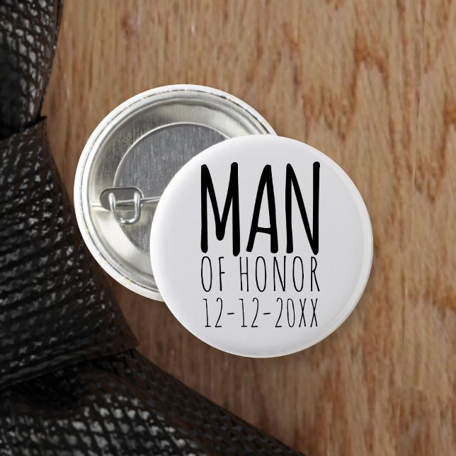Bóton Redondo 2.54cm Botão do Pin do Homem Moderno de Honra (You can attach this to your Man of Honor. Just add your wedding date)