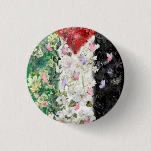 Bóton Redondo 2.54cm Botão do Pino do Mapa Floral da Palestina - Palest