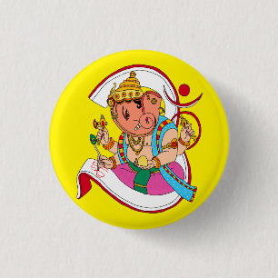 Bóton Redondo 2.54cm Botão do Senhor Ganesha