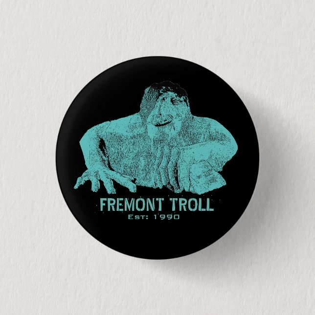 Bóton Redondo 2.54cm Botão do Troll Fremont de Seattle (Frente)