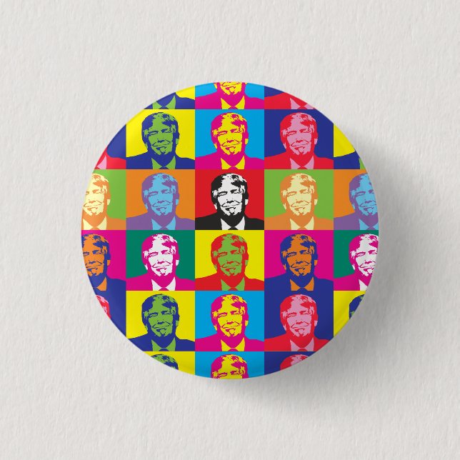 Bóton Redondo 2.54cm Botão Donald Trump Pop Art Arredondado Pin-Back (Frente)