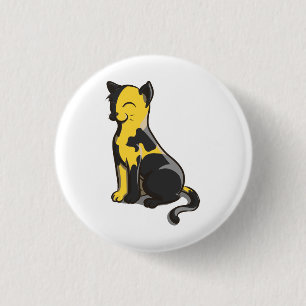 Bóton Redondo 2.54cm Botão Dourado preto e amarelo do gato de Ancap