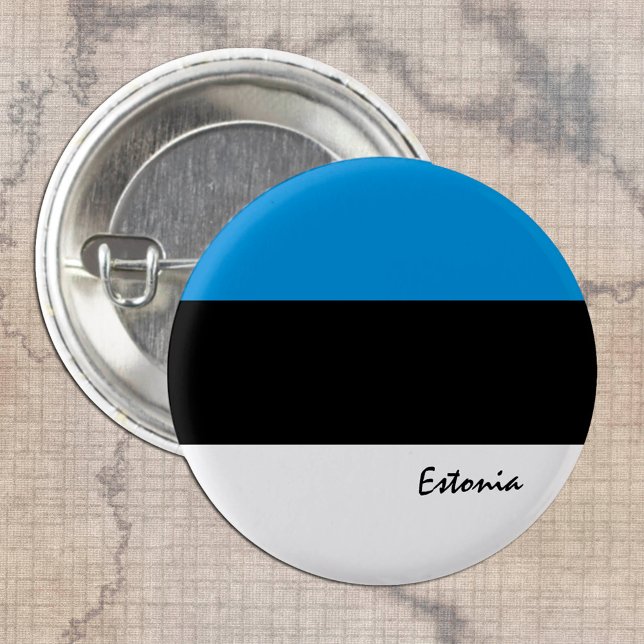 Bóton Redondo 2.54cm Botão Estônia, Bandeira Estoniana patriótica (Criador carregado)