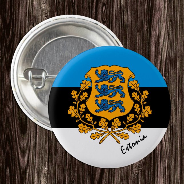 Bóton Redondo 2.54cm Botão Estônia, moda patriótica de bandeira estonia (Criador carregado)