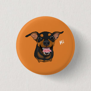 Bóton Redondo 2.54cm Botão feliz de Pinback do cão do Pinscher diminuto