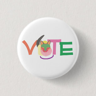 Bóton Redondo 2.54cm Botão Feliz Gato Votar GOTV