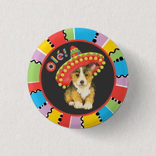 Bóton Redondo 2.54cm Botão Fiesta Pembroke Welsh Corgi Pinback