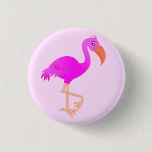 Bóton Redondo 2.54cm Botão Flamingo Rosa