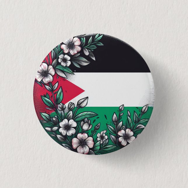 BÓTON REDONDO 2.54CM BOTÃO FLORAL DA PALESTINA (Frente)