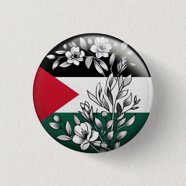 BÓTON REDONDO 2.54CM BOTÃO FLORAL DA PALESTINA (Frente)
