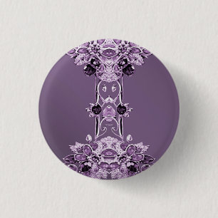 Bóton Redondo 2.54cm Botão Floral Roxo