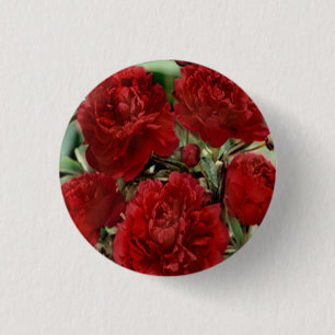 Bóton Redondo 2.54cm Botão Flores do Craveiro Vermelho