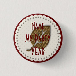 Bóton Redondo 2.54cm Botão Florista de Fortaleza Folha Dourada e Bonita