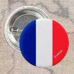 Bóton Redondo 2.54cm Botão França, moda Patriótica da Bandeira Francesa<br><div class="desc">Botões: França e Bandeira Francesa - adoro o meu país,  viagem,  feriado,  patriotas nacionais/fãs desportivos</div>