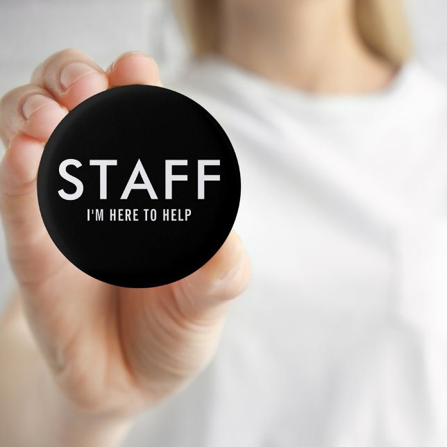 Bóton Redondo 2.54cm Botão Funcionarios Preto Aqui para Ajuda (Criador carregado)