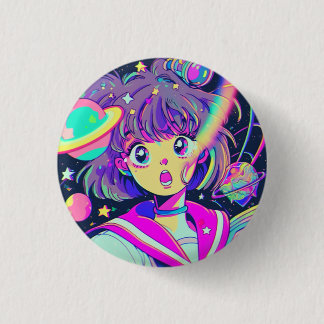 Bóton Redondo 2.54cm Botão Garota de Anime Kawaii
