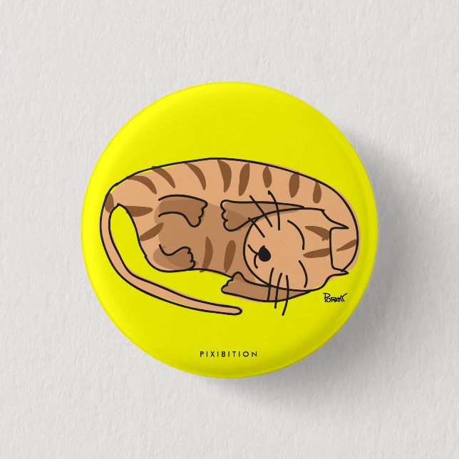 Bóton Redondo 2.54cm Botão Gato Sonolento (Frente)