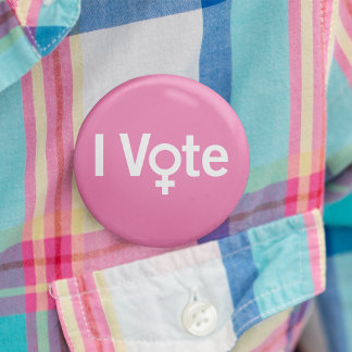 Bóton Redondo 2.54cm Botão I Vote - Branco a Rosa (Personalizável)