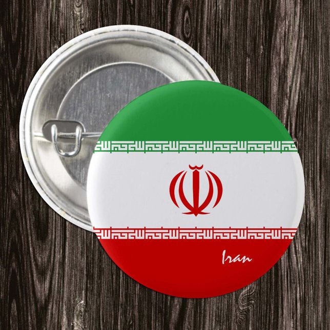 Bóton Redondo 2.54cm Botão Irã, moda patriótica de bandeira iraniana (Criador carregado)