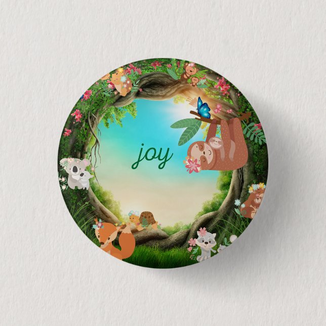 Bóton Redondo 2.54cm Botão Joy Animal (Frente)