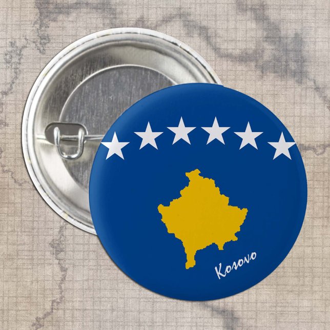 Bóton Redondo 2.54cm Botão Kosovo, moda patriótica de bandeira Kosovo (Criador carregado)
