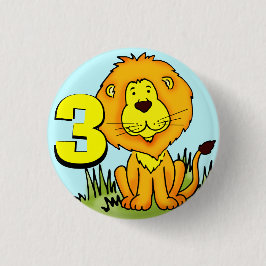 Bóton Redondo 2.54cm botão Leo Lion age 3 - azul, laranja e amarelo
