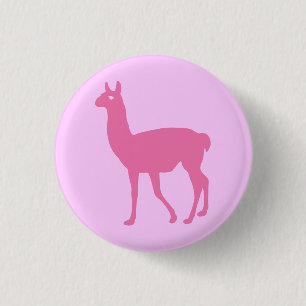 Bóton Redondo 2.54cm Botão Llama Rosa