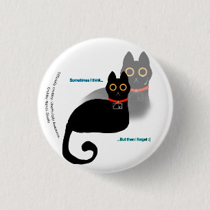 Bóton Redondo 2.54cm Botão Memória de Gato Preto