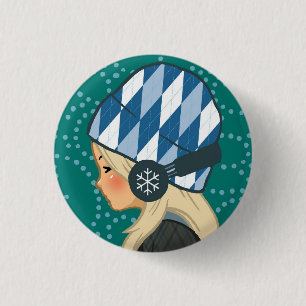 Bóton Redondo 2.54cm Botão Music Lover (Fones de ouvido Girl) v.2