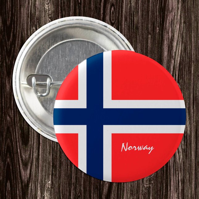 Bóton Redondo 2.54cm Botão Noruega, Bandeira Norueguesa patriótica (Criador carregado)