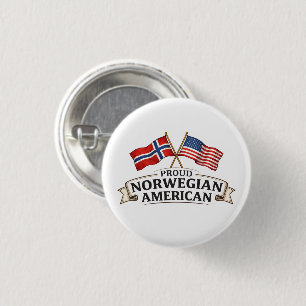 Bóton Redondo 2.54cm Botão Orgulhoso Norueguês Americano