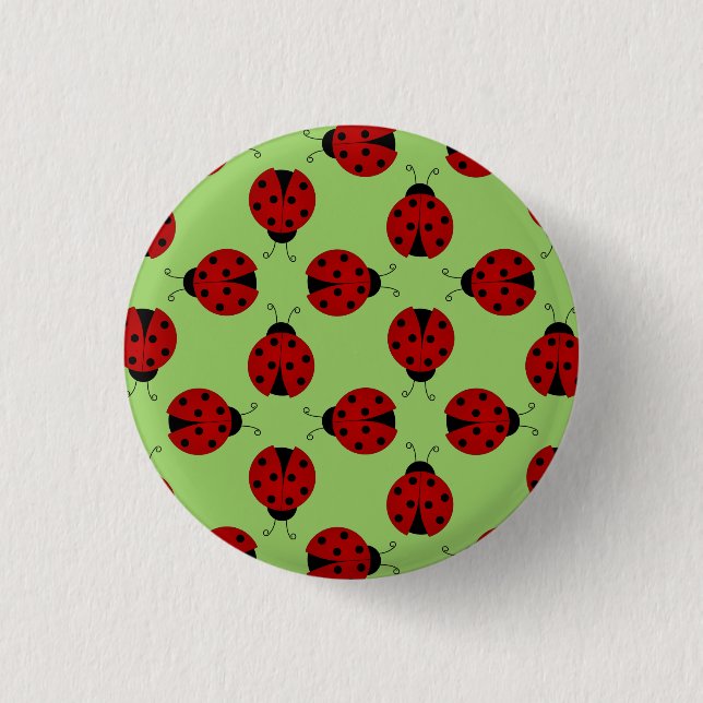 Bóton Redondo 2.54cm Botão Padrão Ladybugs (Frente)