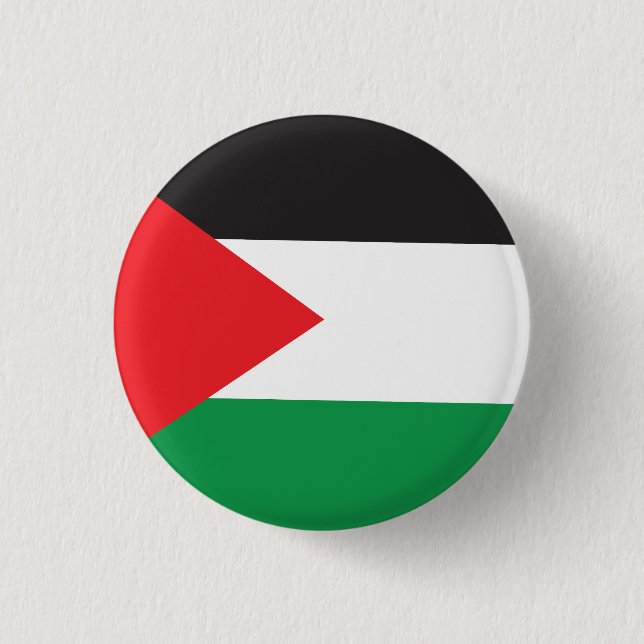 Bóton Redondo 2.54cm Botão Palestino, Bandeira Palestina Patriótica (Frente)