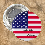 Bóton Redondo 2.54cm Botão Patriótico de Bandeira Americana, EUA, Estad<br><div class="desc">Botões: Bandeira Americana Patriótica Vintage e Estados Unidos da América - amem meu país,  viagem,  feriados,  patriotas/fãs desportivos EUA</div>