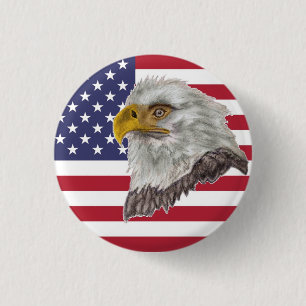 Bóton Redondo 2.54cm Botão Pin de Bandeira Americana
