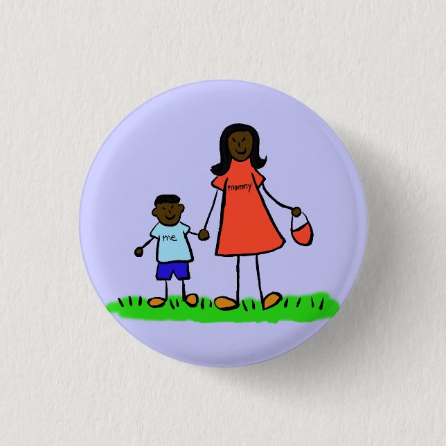Bóton Redondo 2.54cm Botão Pin de Caracteres Personalizados da Família  (Frente)