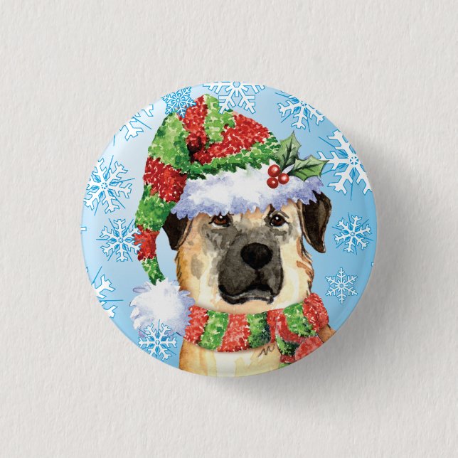 Bóton Redondo 2.54cm Botão Pinback Anatólia de Feliz Natal (Frente)
