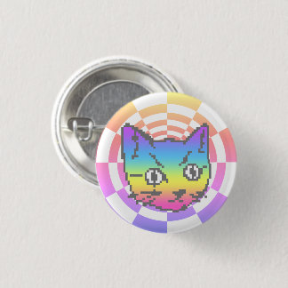 BÓTON REDONDO 2.54CM BOTÃO PIXEL KITTY CAT PSIQUEDELIC RAINBOTÃO