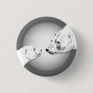 Bóton Redondo 2.54cm Botão Polar Bear & Cub Botão Pin Wildlife Botão