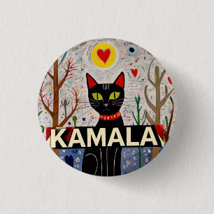 Bóton Redondo 2.54cm Botão Político Cat Ladies For Kamala