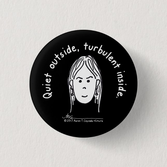 Bóton Redondo 2.54cm Botão preto pequeno turbulento (Frente)