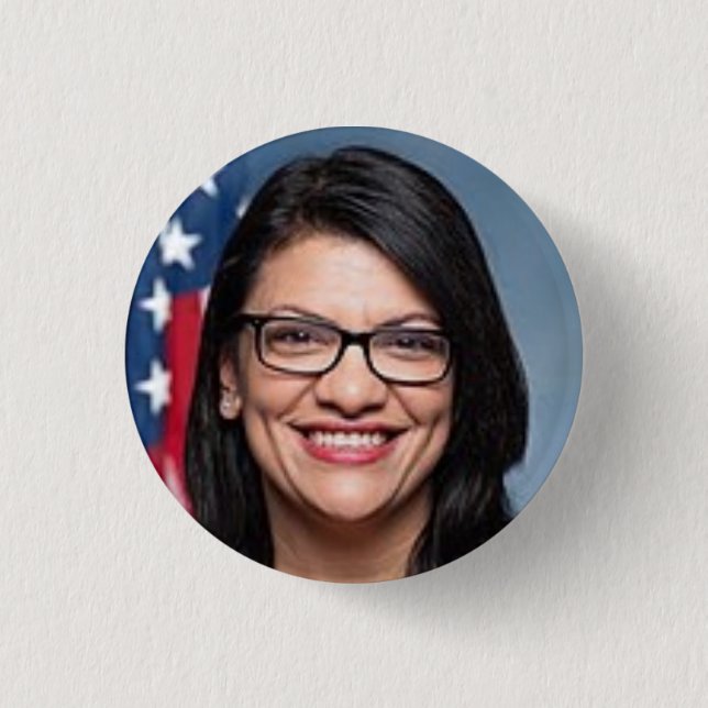 Bóton Redondo 2.54cm Botão Rashida Tlaib (Frente)
