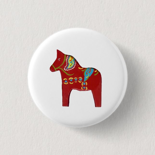 Bóton Redondo 2.54cm Botão Red Dala Horse (Frente)