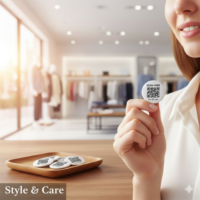 Bóton Redondo 2.54cm Botão redondo de código QR personalizável para qua (Customizable QR Code Round Button for Any Purpose)