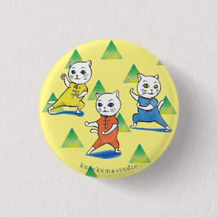 Bóton Redondo 2.54cm Botão Redondo Kung Fu Cats, Pequeno, Botão De 1