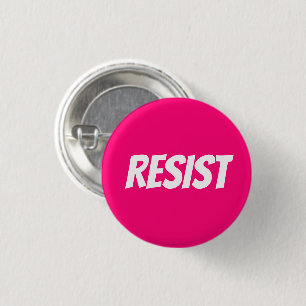 Bóton Redondo 2.54cm Botão "Resist" branco, rosa, magenta, fuchsia