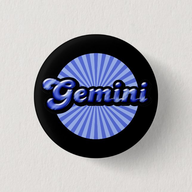 Bóton Redondo 2.54cm Botão Retro Zodiac Gemini Pinback (Frente)