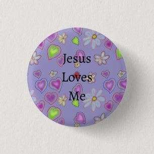 Bóton Redondo 2.54cm Botão Roxo Jesus Me Ama