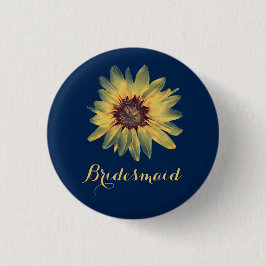Bóton Redondo 2.54cm Botão Rustic Sunflower Bridesmaid